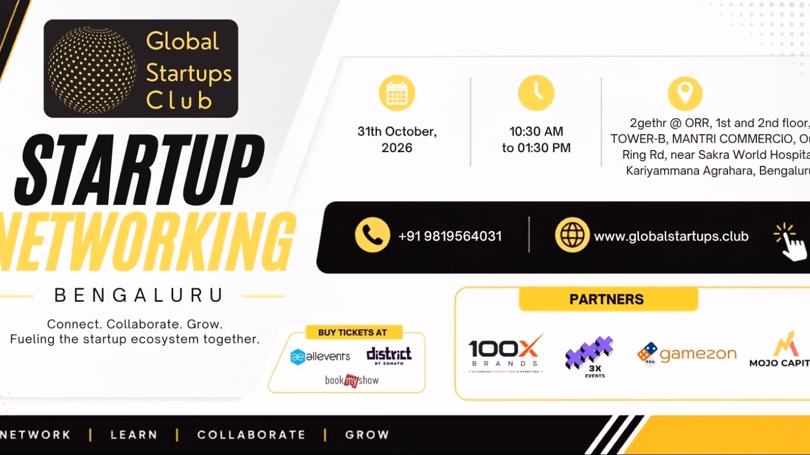 GLOBAL STARTUPS CLUB STARTUP NETWORKING BENGALURU in To be declared