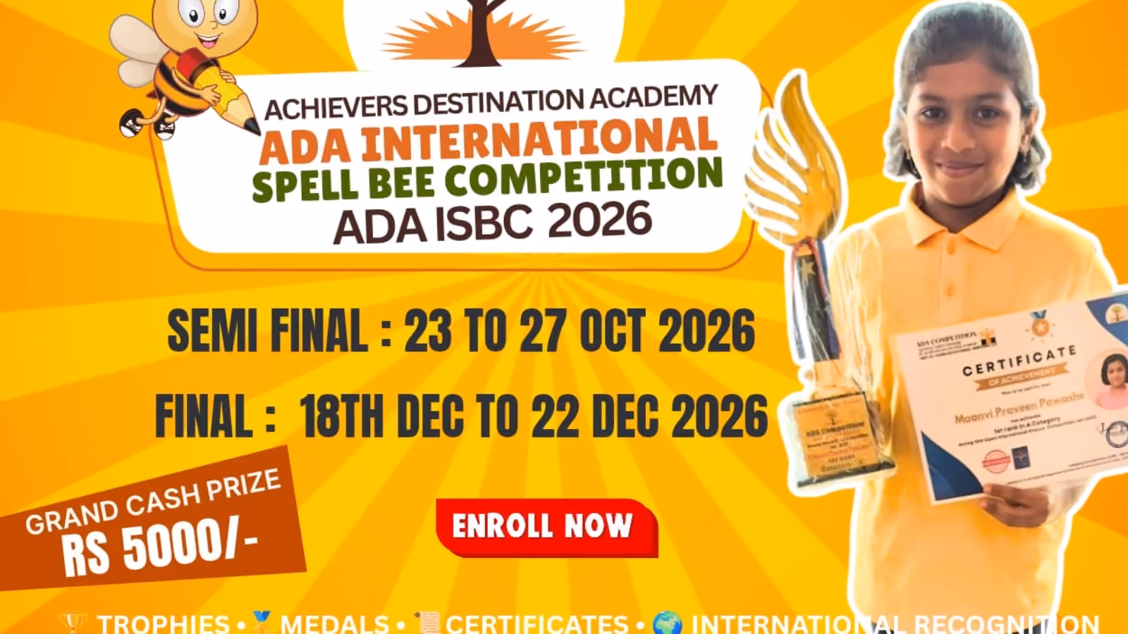 ADA International Spell Bee Competition in Kolkata 2026